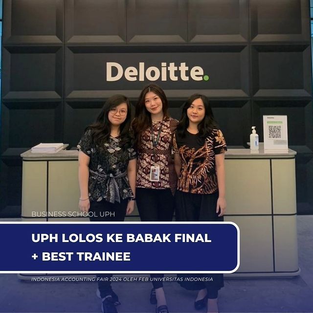 Tim mahasiswa Akuntansi UPH (Raveline Irene Gosang, Natasya Florencia, Tiffany Gunawan) yang berhasil masuk final sebagai 5 besar dari total 33 Tim yang mengikuti kompetisi.